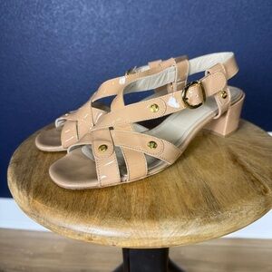 AGL "Isa" Nude/Beige Patent Leather Sandals, Size 41